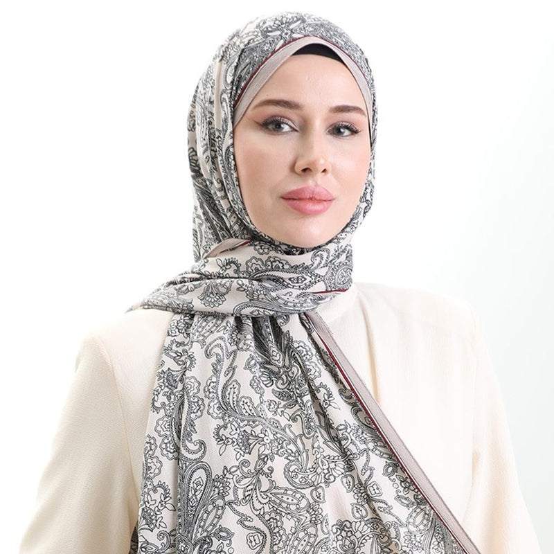 KARACA Elegant Patterned Crepe Scarf